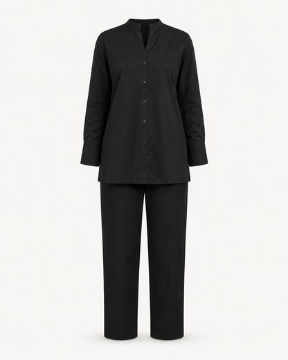 Eclipse Energy black cotton co-ord set ghost mannequin