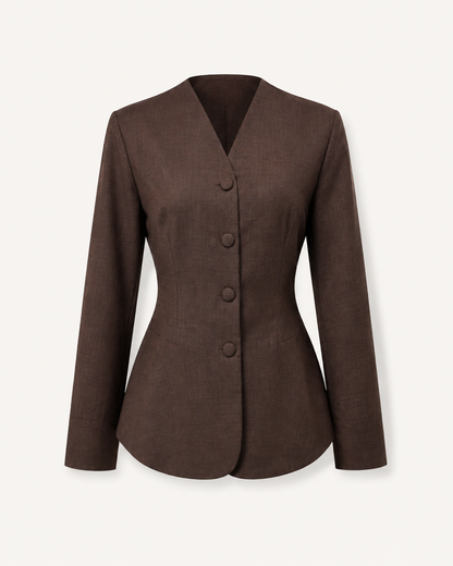 Espresso Chic brown tailored shirt outfit-only product image