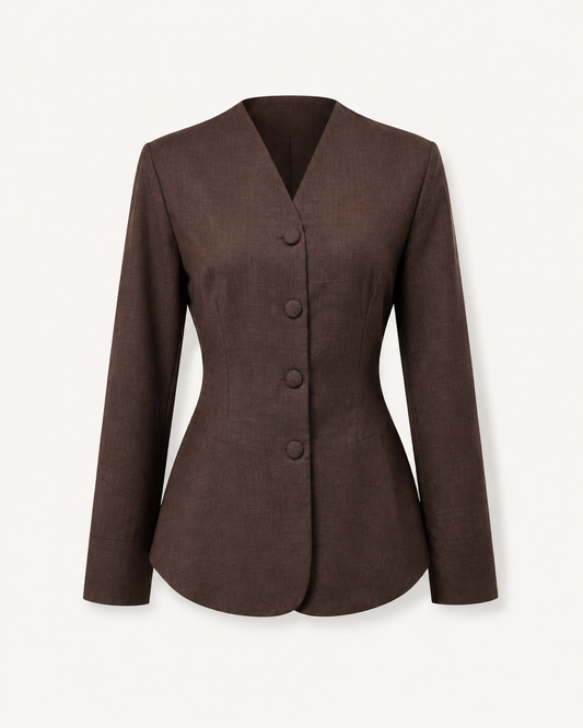 Espresso Chic brown tailored shirt outfit-only product image