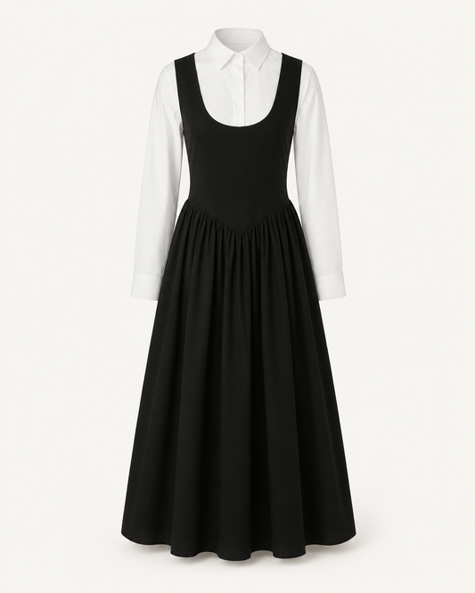 Frosted Grace black dress and white shirt outfit-only product image
