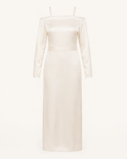 Katrine pastel yellow silk dress, outfit-only view
