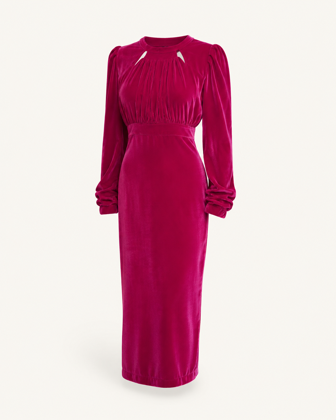 Opulent Touch raspberry pink velvet dress, outfit-only view