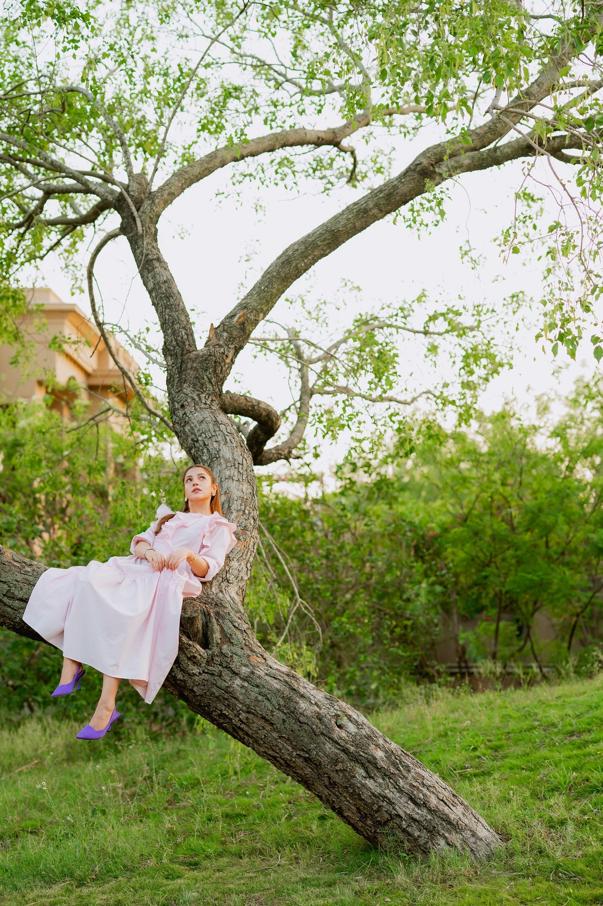 Sun-Lit Blush pink ruffled cotton dress - Timeless by Waliya Noor