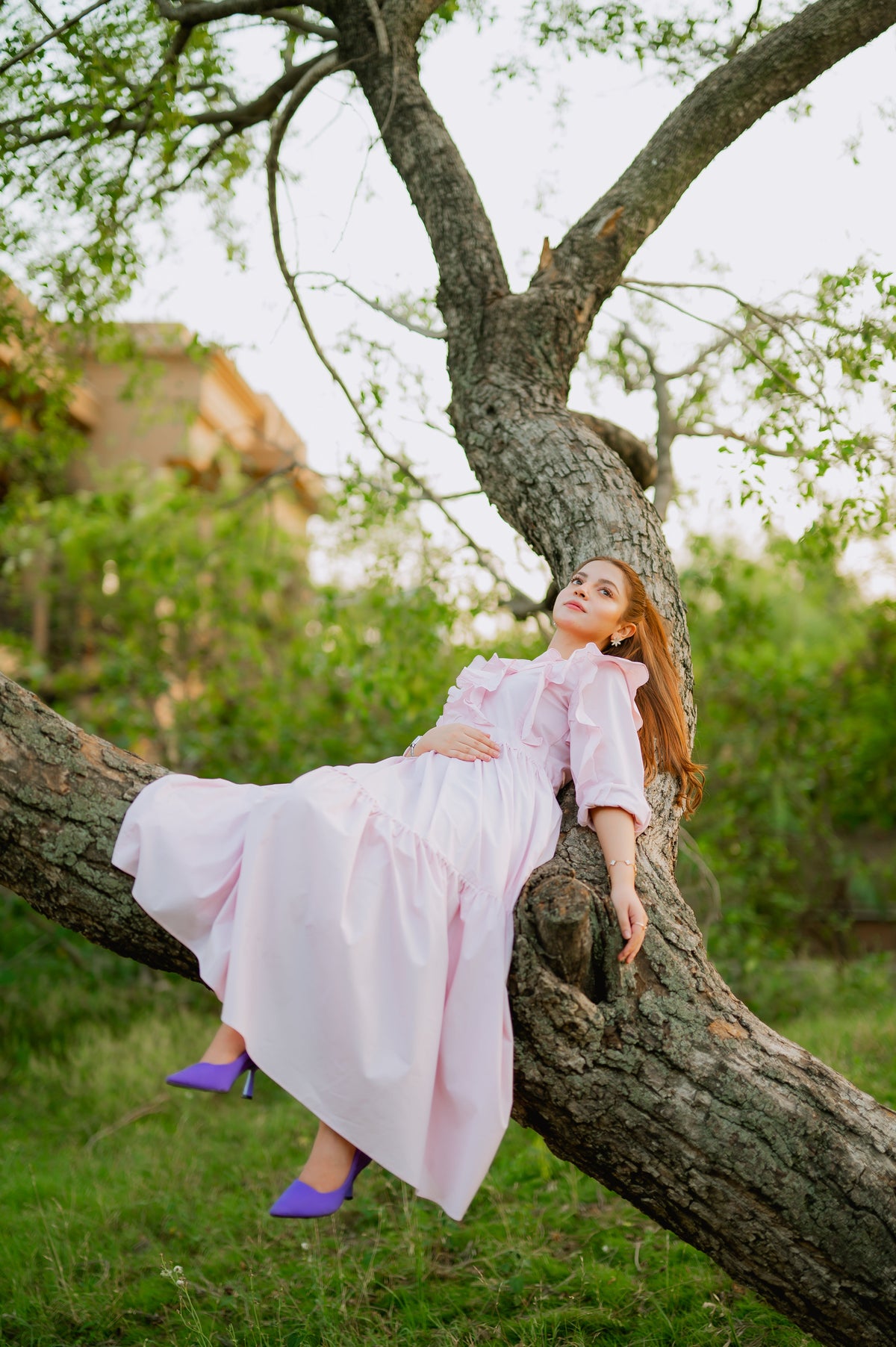 Sun-Lit Blush pink ruffled cotton dress - Timeless by Waliya Noor