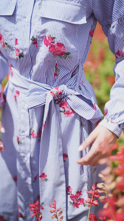 Rosette Stripes Dress