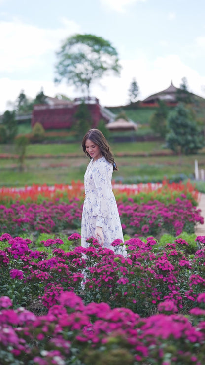 Sapphire Petals Chiffon Dress