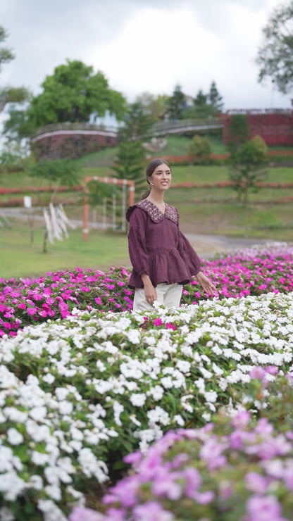 Claret Muse - Embroidered Irish Linen Shirt