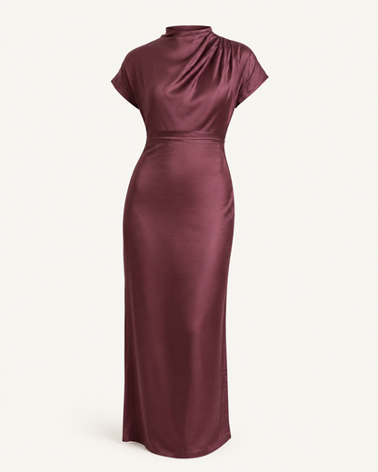 Purple Haze plum satin dress, outfit-only product image