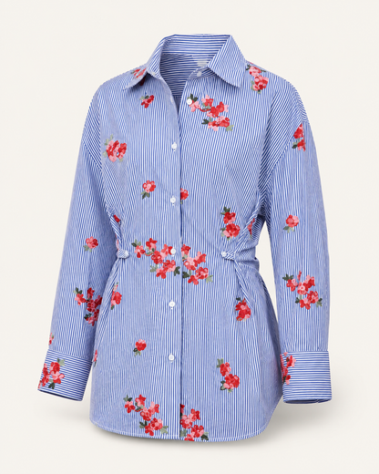 Roses and Stripes embroidered shirt, outfit-only product image