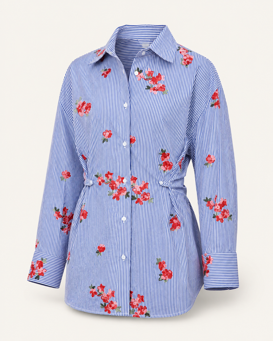 Roses and Stripes embroidered shirt, outfit-only product image