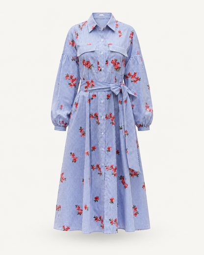 Rosette Stripes Dress outfit-only ghost mannequin