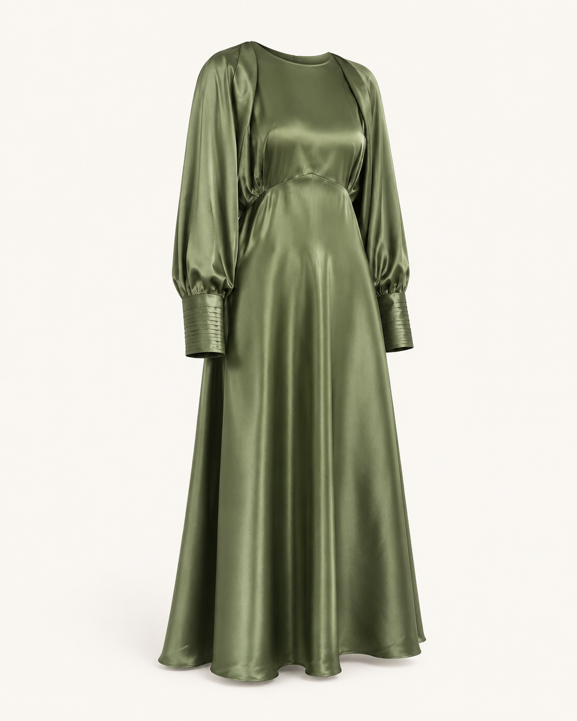 Sage green silk dress, outfit-only product image