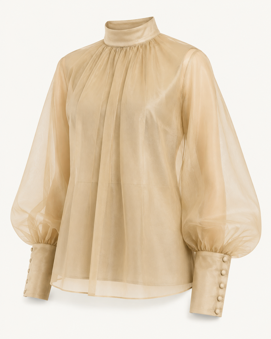 Sand Whisper beige organza shirt, outfit-only product image