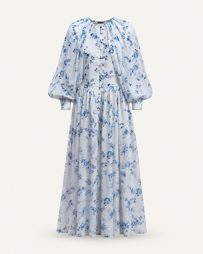 Sapphire Petals Chiffon Dress outfit-only ghost mannequin
