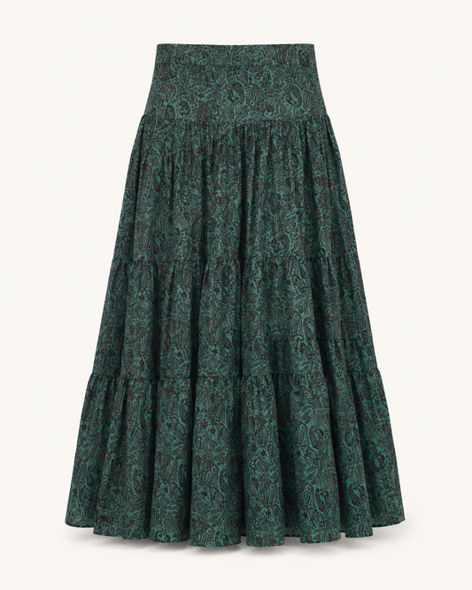 Secret Garden green paisley skirt, outfit-only product image
