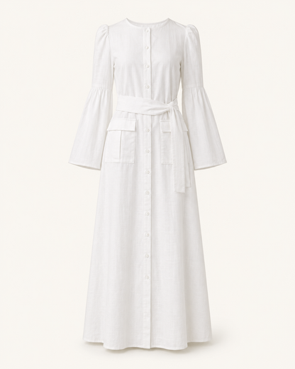 Sunday White cotton linen maxi dress - outfit only