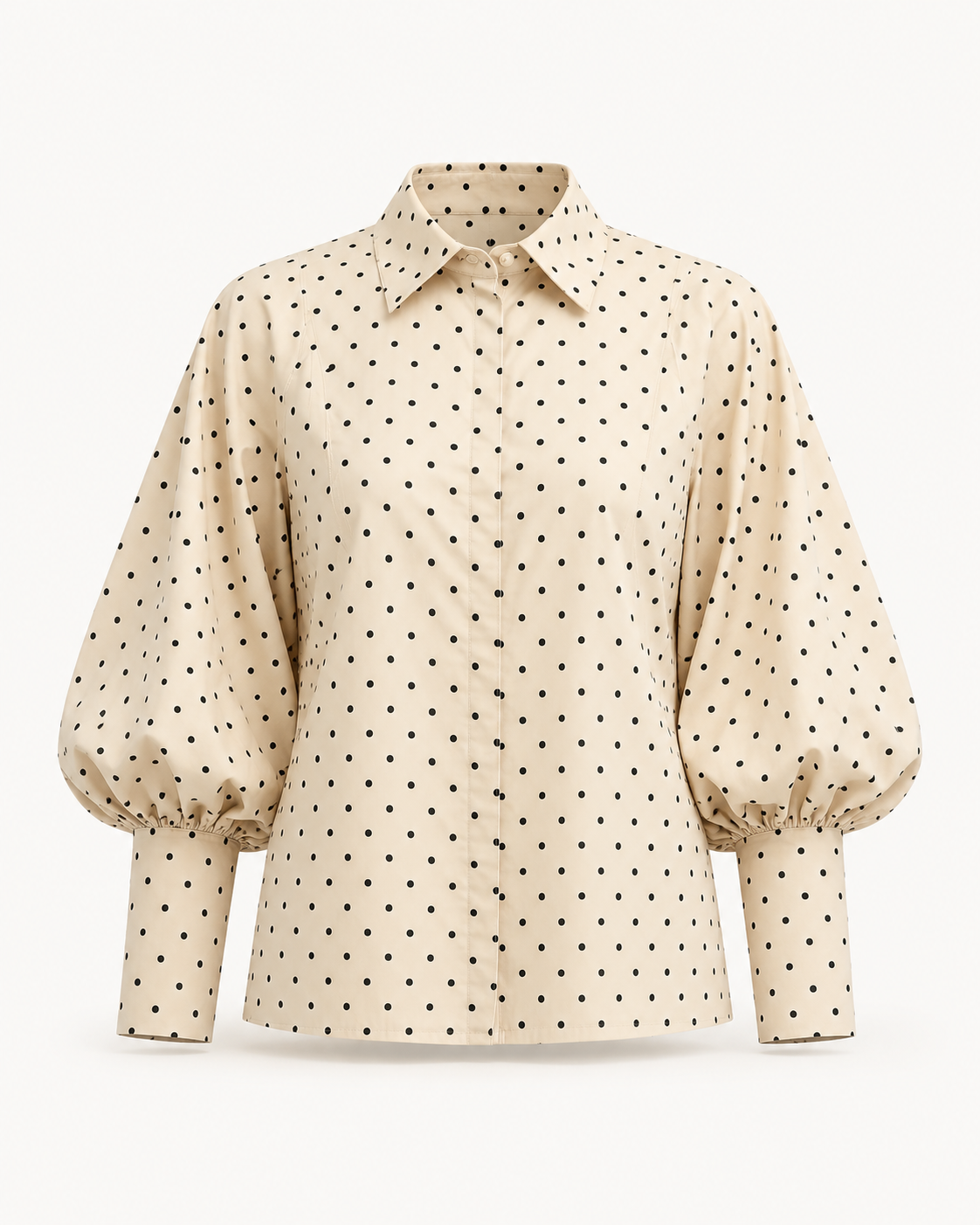 Taupe polka puff sleeve blouse outfit-only product image