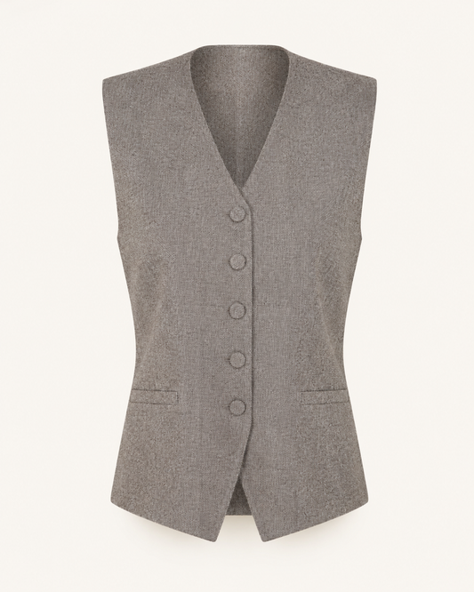 The Formal Edit grey wool vest outfit-only product image