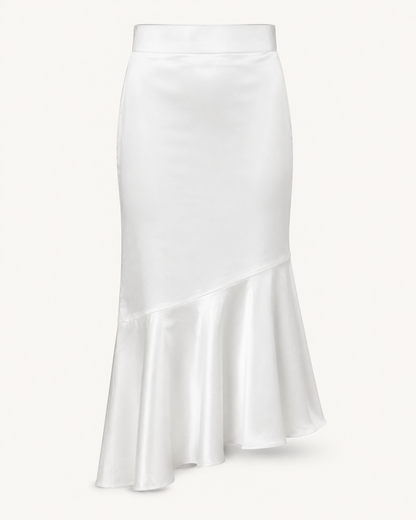 White Bloom asymmetrical white silk skirt - outfit only