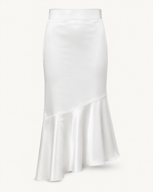 White Bloom asymmetrical white silk skirt - outfit only